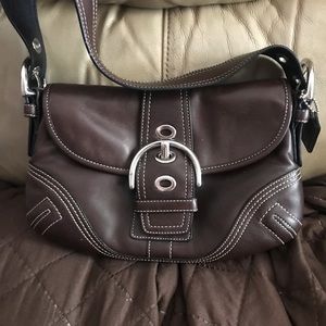 Brown leather coach bag
